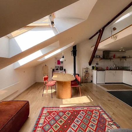 Designer Attic With Fireplace, Center