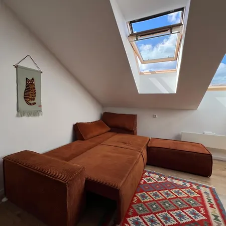 Designer Attic With Fireplace, Center Vilnius